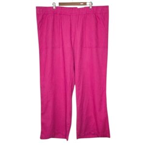 St. John's Bay Fushsia Linen Blend Wide Leg High Rise Pants Size 2X